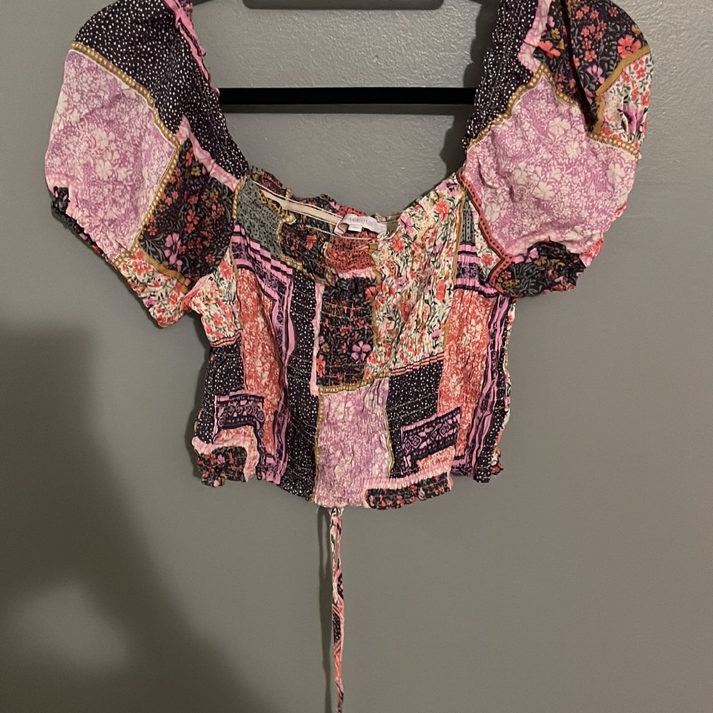 Patchwork Drawstring Crop - image 5